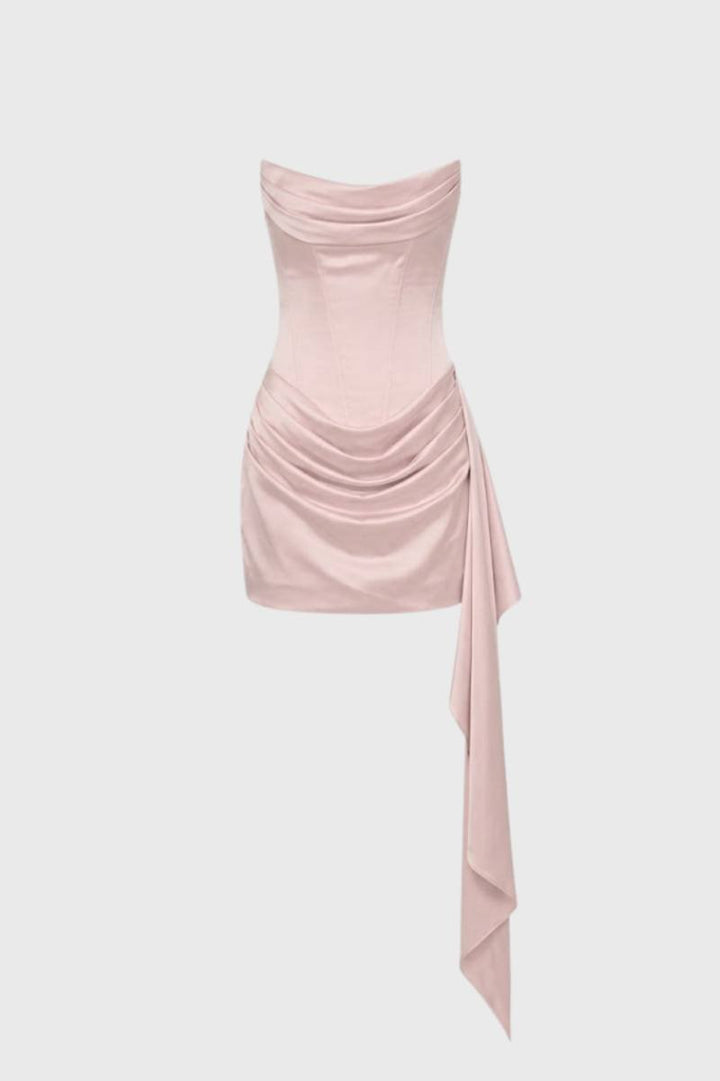 Mini Jurk Dames - Strapless met Asymmetrische Drapering | Chique