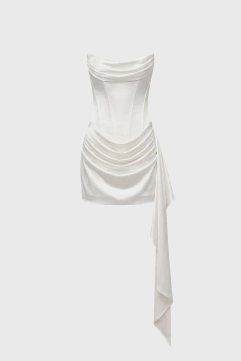 Mini Jurk Dames - Strapless met Asymmetrische Drapering | Chique