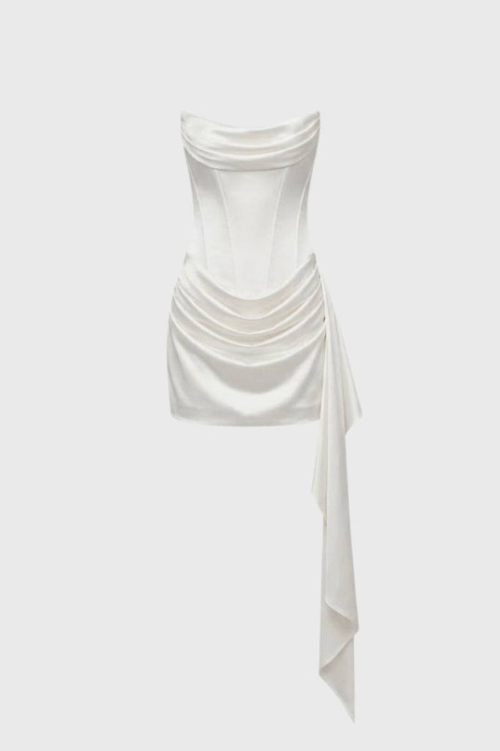 Mini Jurk Dames - Strapless met Asymmetrische Drapering | Chique