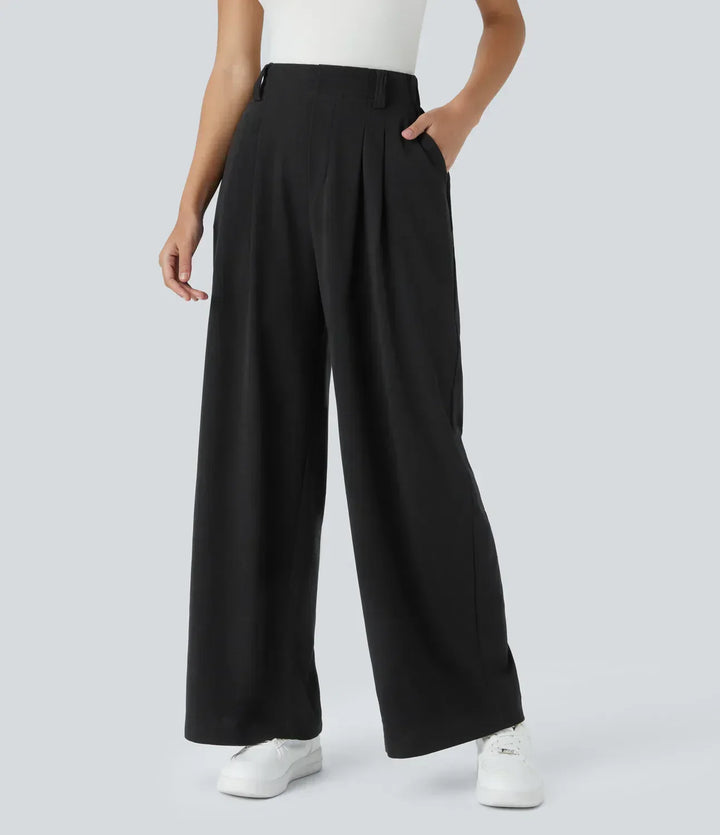 Hoge Taille Broek Voor Dames Met Elastische Taille En Wijde Pijpen