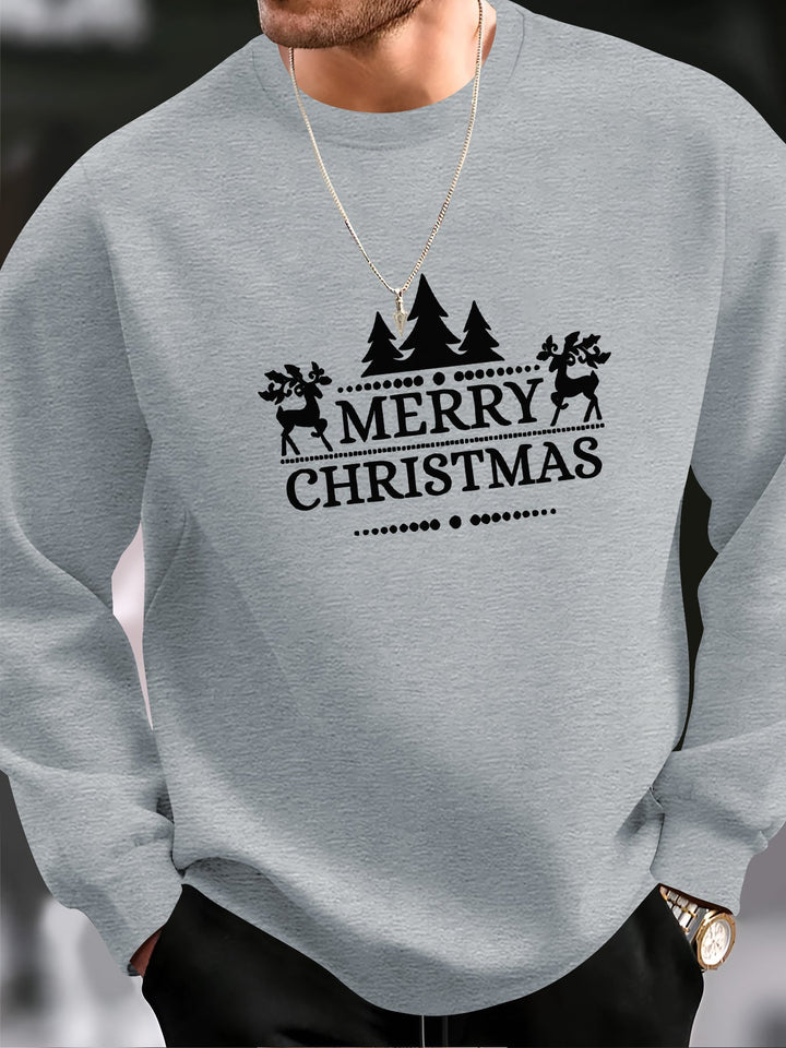 Niels | Heren casual kersttrui met merry christmas print