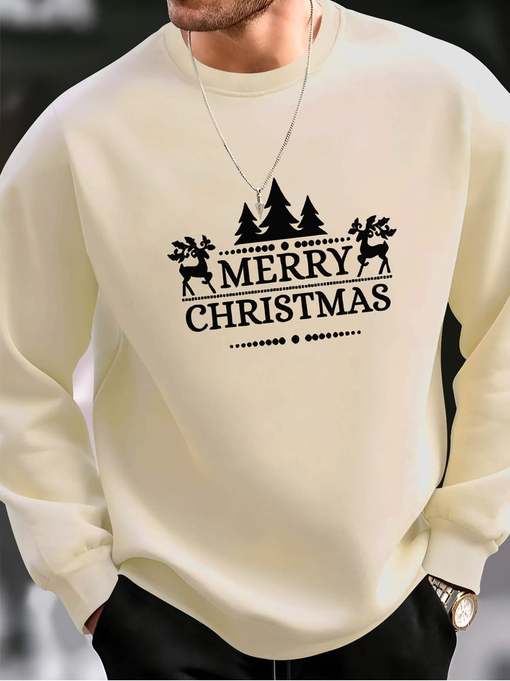 Niels | Heren casual kersttrui met merry christmas print