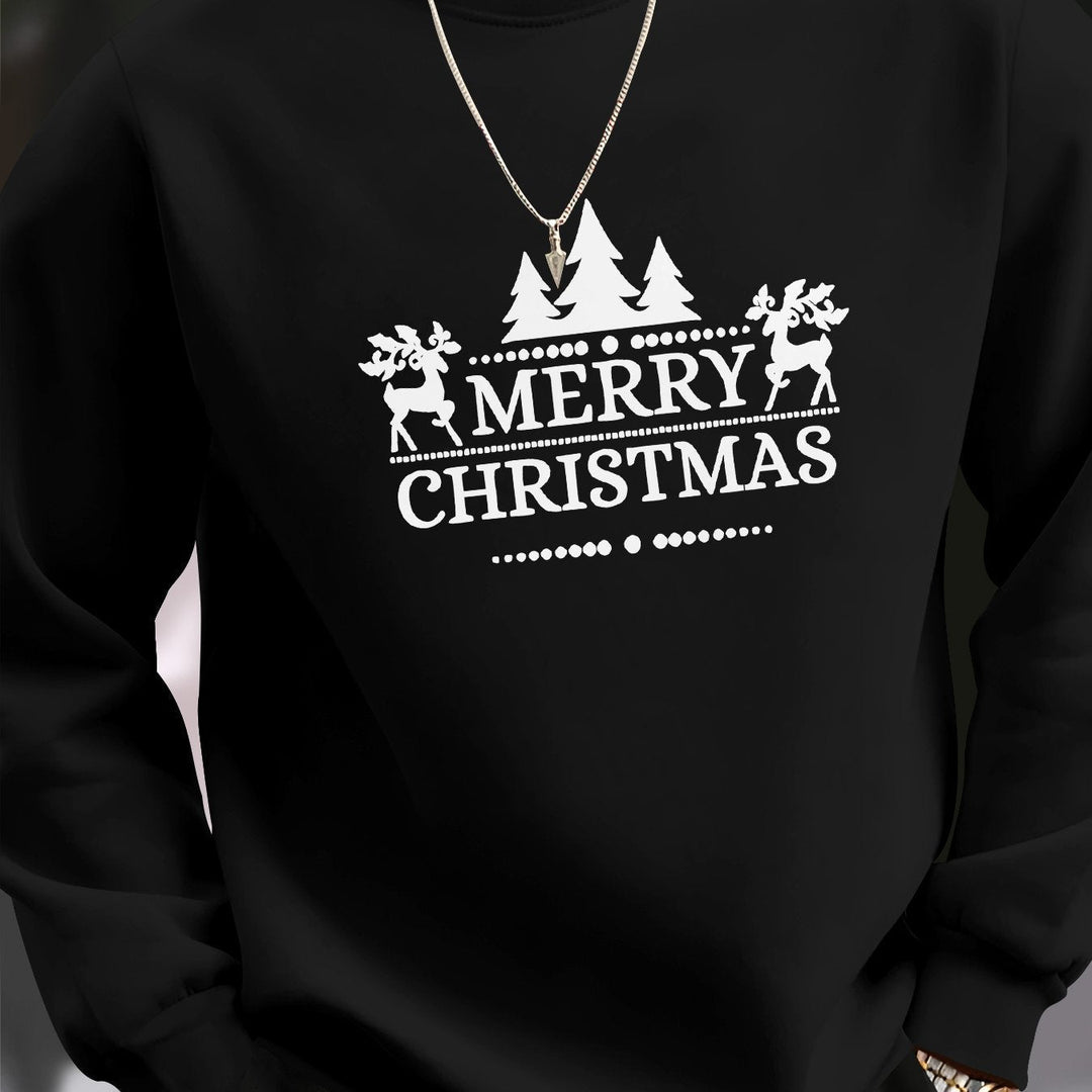Niels | Heren casual kersttrui met merry christmas print