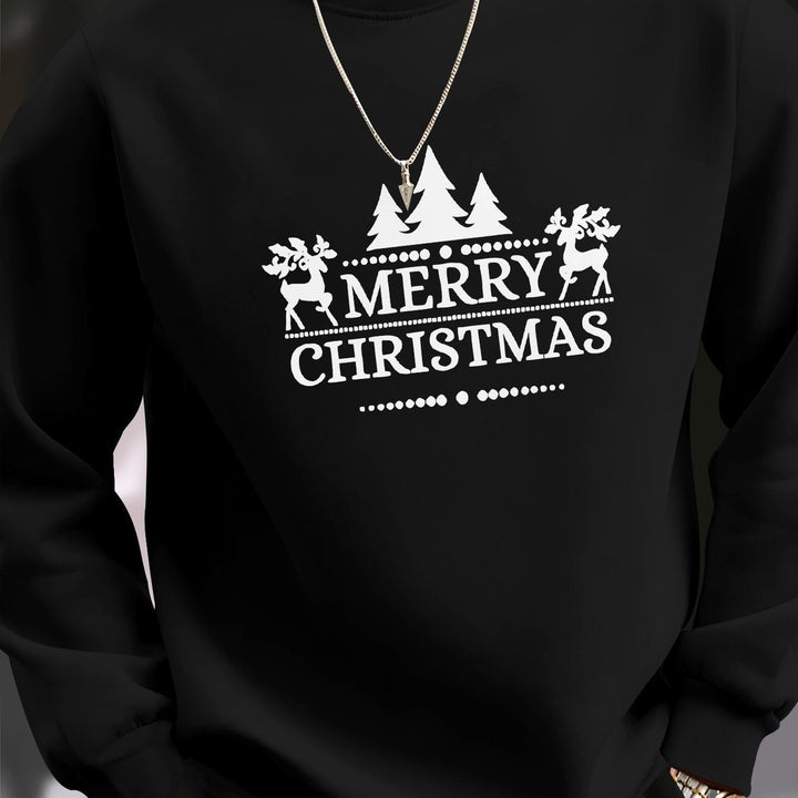 Niels | Heren casual kersttrui met merry christmas print