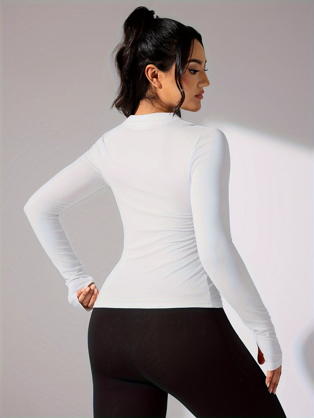 Nina | Effen kleur casual sportjack met lange mouw en volledige rits