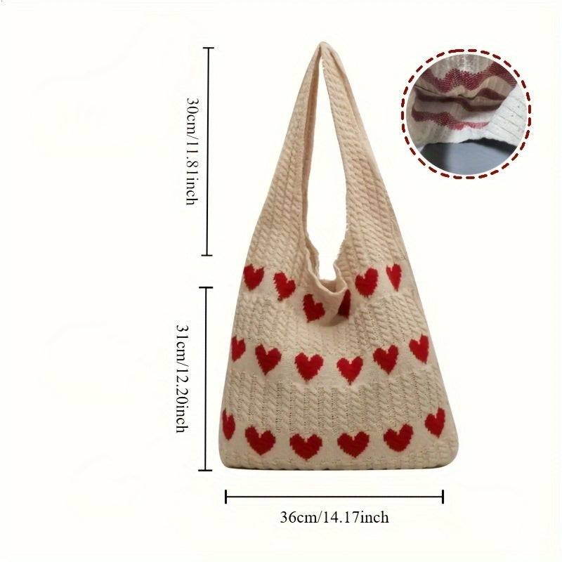 Nina | Gebreide hartpatroon shopper-tas