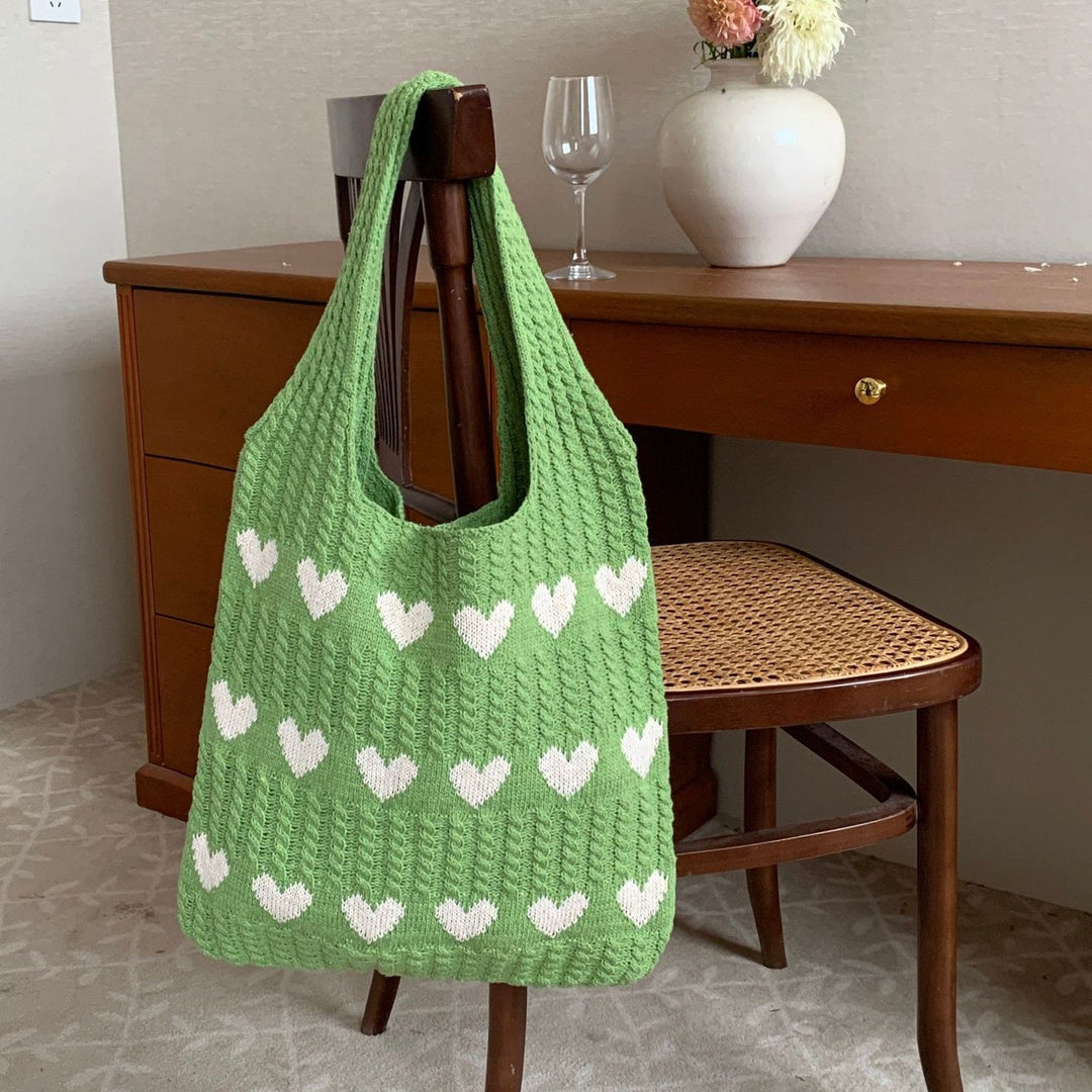 Nina | Gebreide hartpatroon shopper-tas