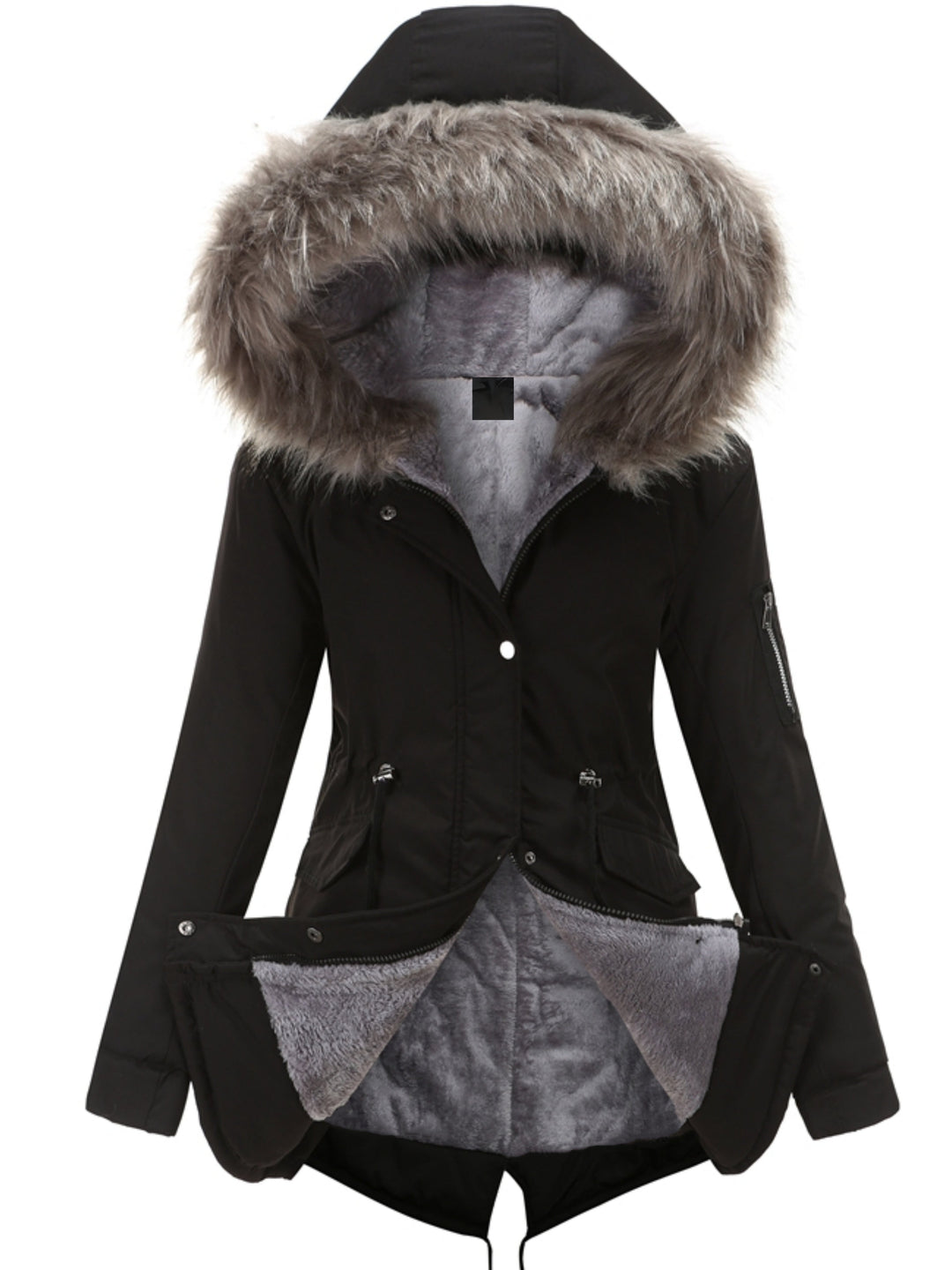 Nina | Ritsbare fuzzy hoodie parka jas