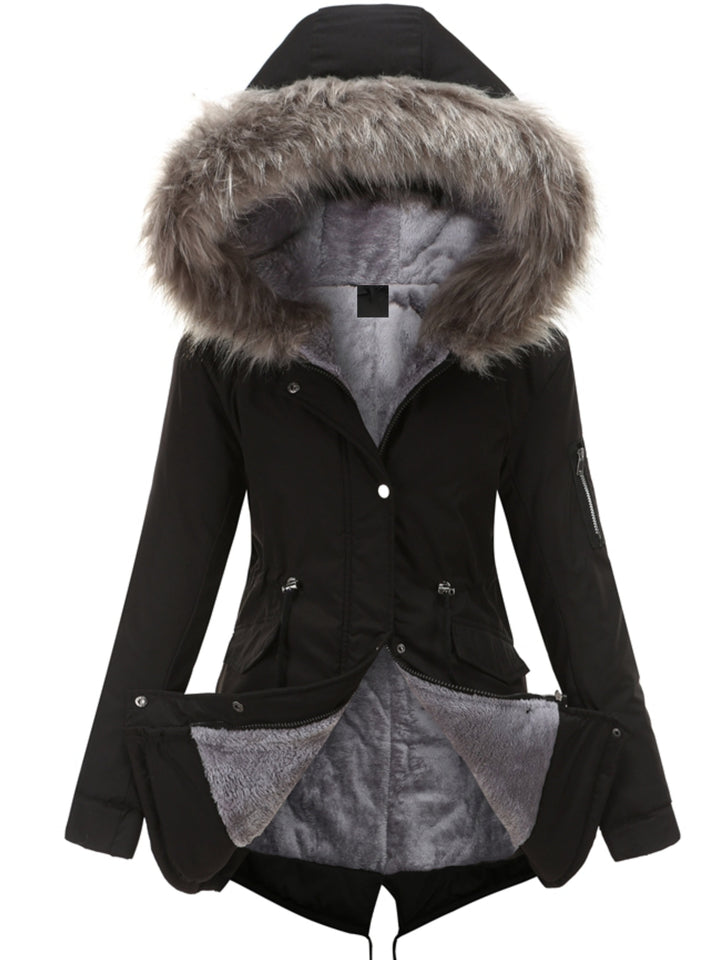 Nina | Ritsbare fuzzy hoodie parka jas