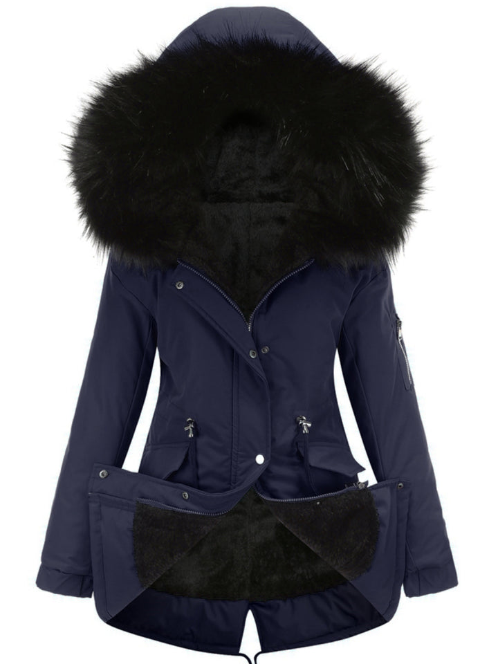 Nina | Ritsbare fuzzy hoodie parka jas