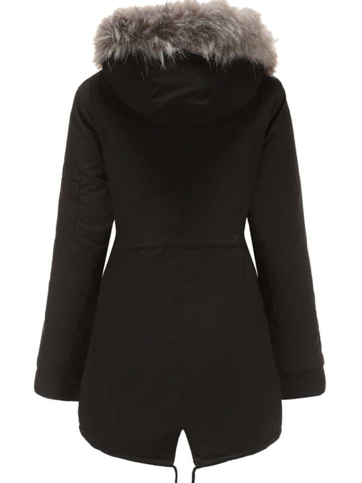 Nina | Ritsbare fuzzy hoodie parka jas