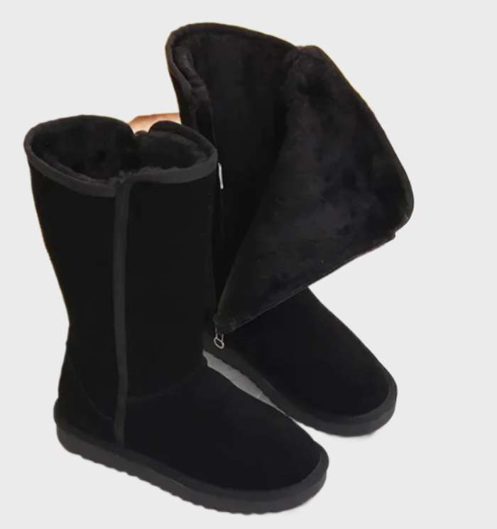 Nina | Warme en waterdichte suède sheepskin laarzen met ritssluiting