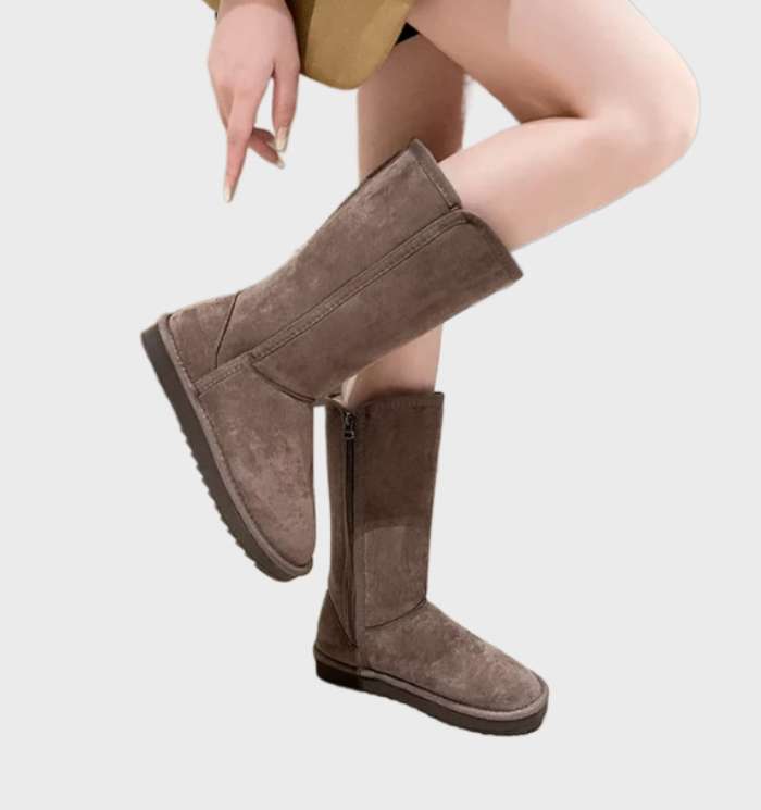 Nina | Warme en waterdichte suède sheepskin laarzen met ritssluiting