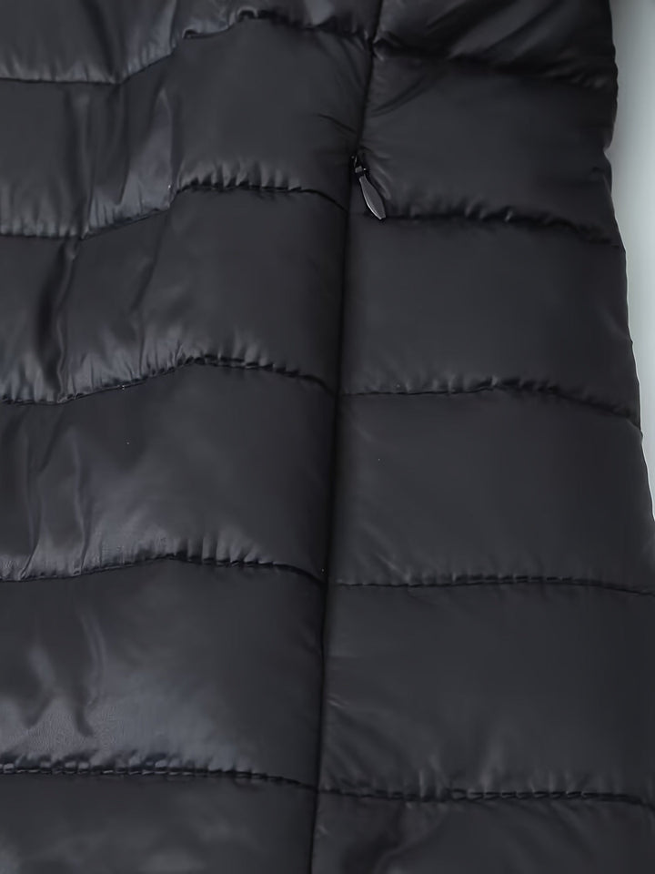 Nina | Warme puffy jas met rits en imitatiefbont voering