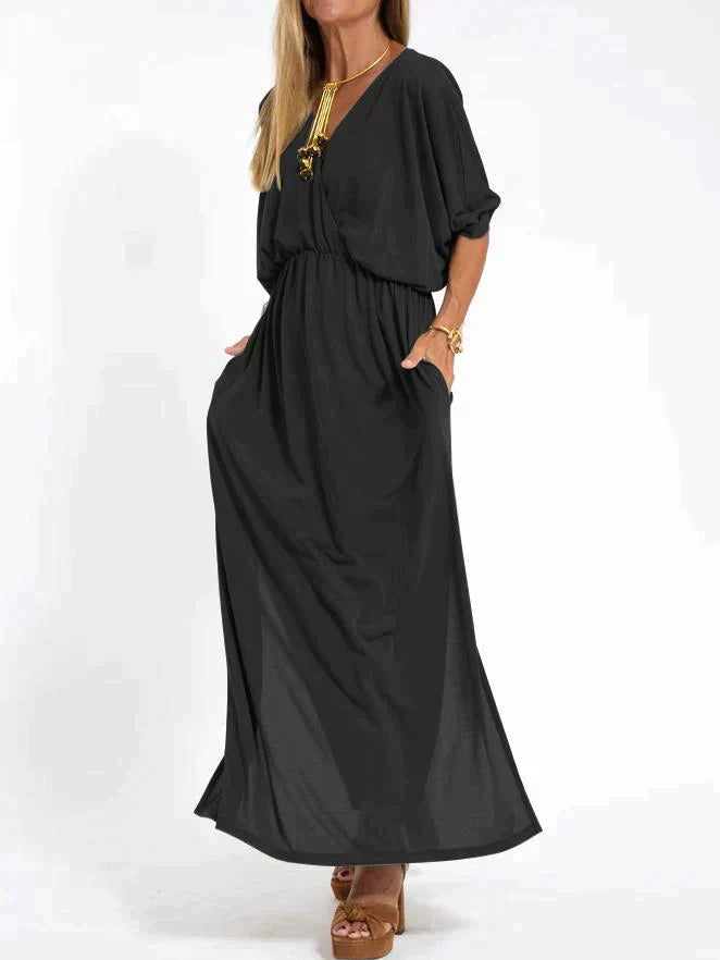 Nina | Zwarte elegante maxi-jurk