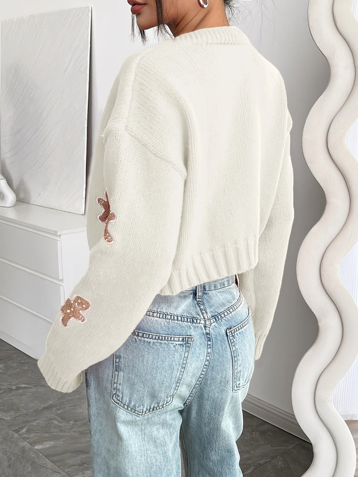Noa | Elegante gebreide cardigan met gingerbread borduursel