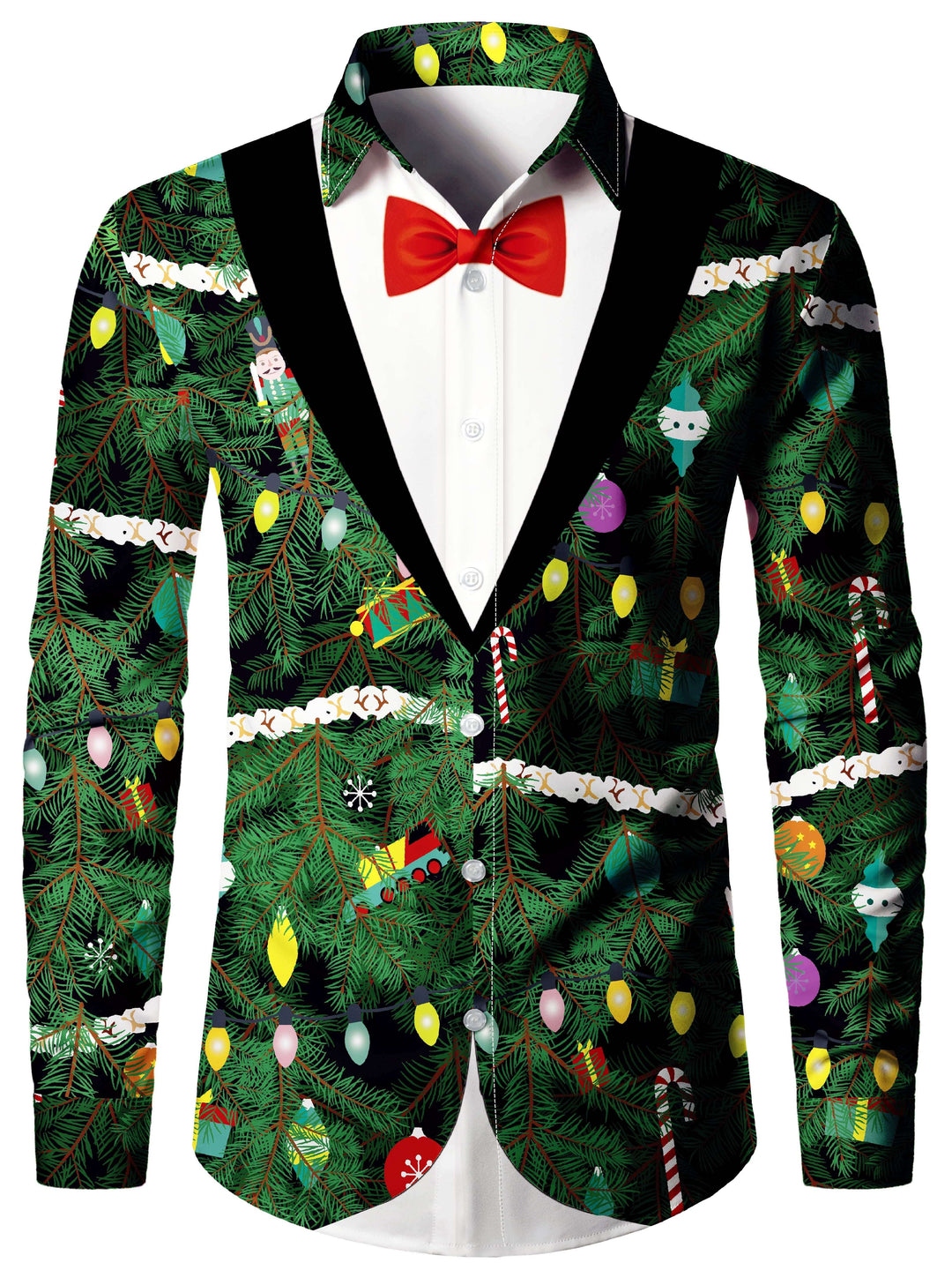 Noah | Kerstboomprint herenoverhemd met lange mouwen