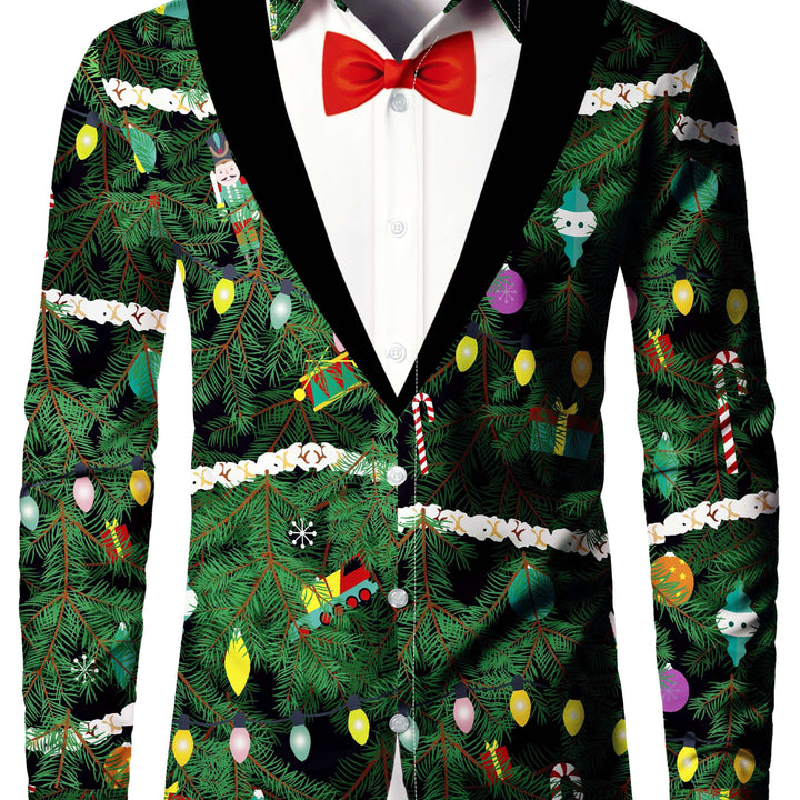 Noah | Kerstboomprint herenoverhemd met lange mouwen