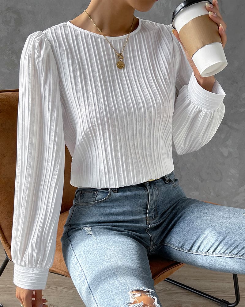 Olivia | Blouse met lantaarnmouwen