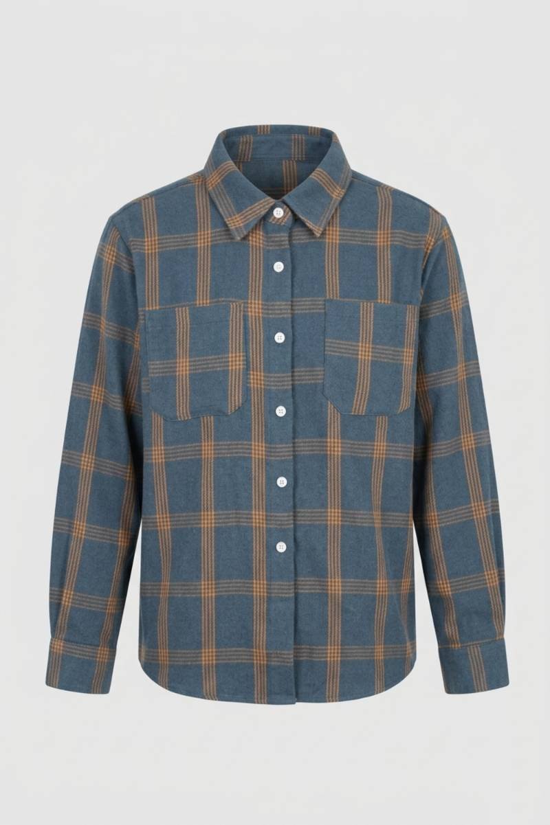 Overhemd Heren - Geruit Blauw Bruin | Lange Mouwen