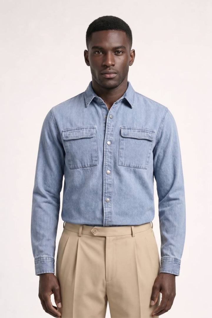 Overhemd Heren - Vintage Stonewash | Borstzakken