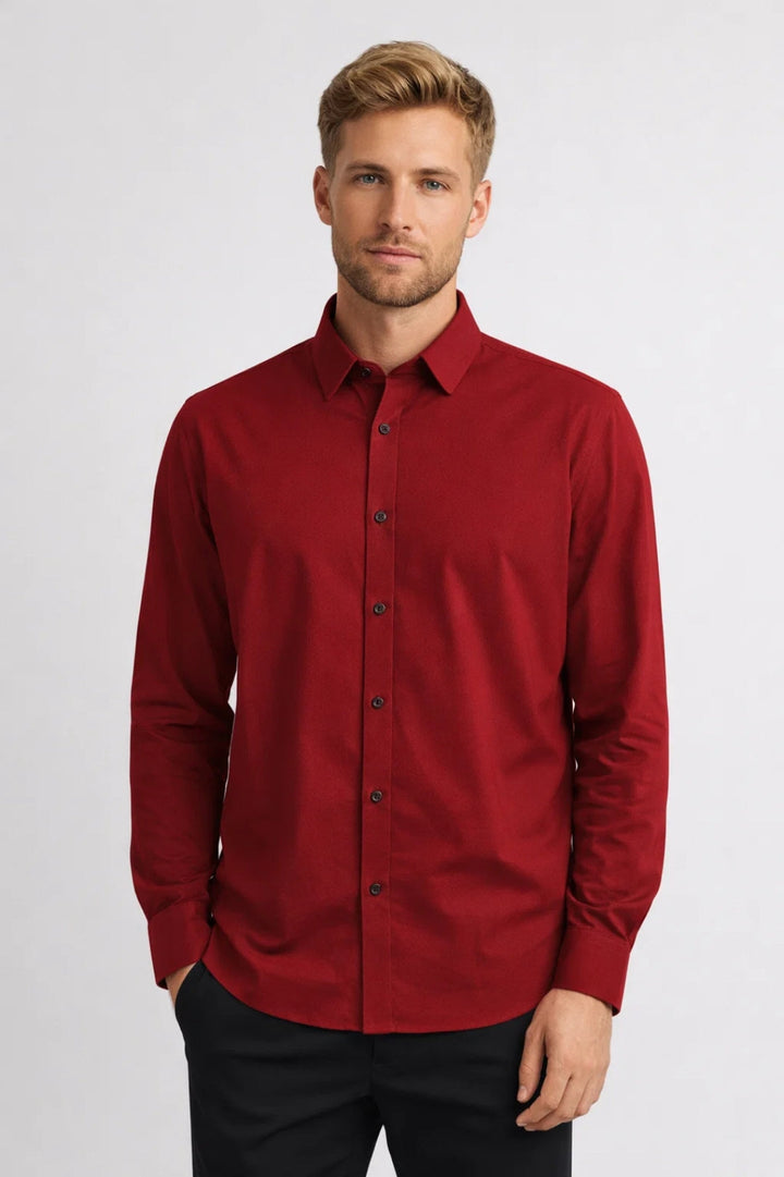 Overhemd Heren - Regular Fit Lange Mouw met Klassieke Kraag | Casual