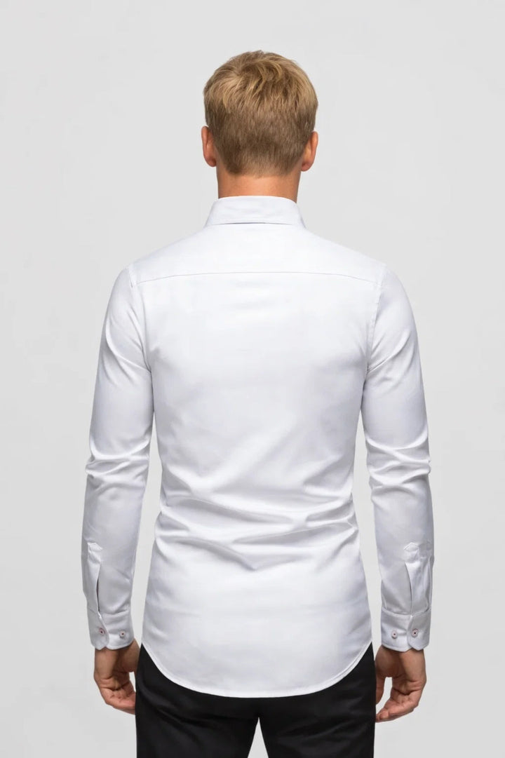 Overhemd Heren - Slim Fit met Contrastbies en Bloemendetail | Casual