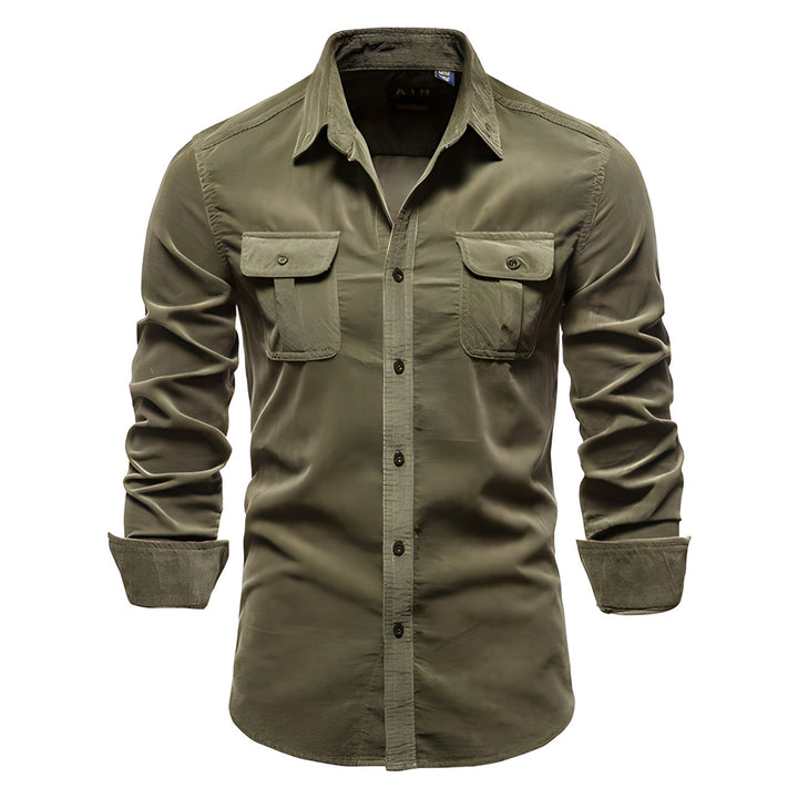 Heren Blouse met Lange Mouwen en Borstzakken