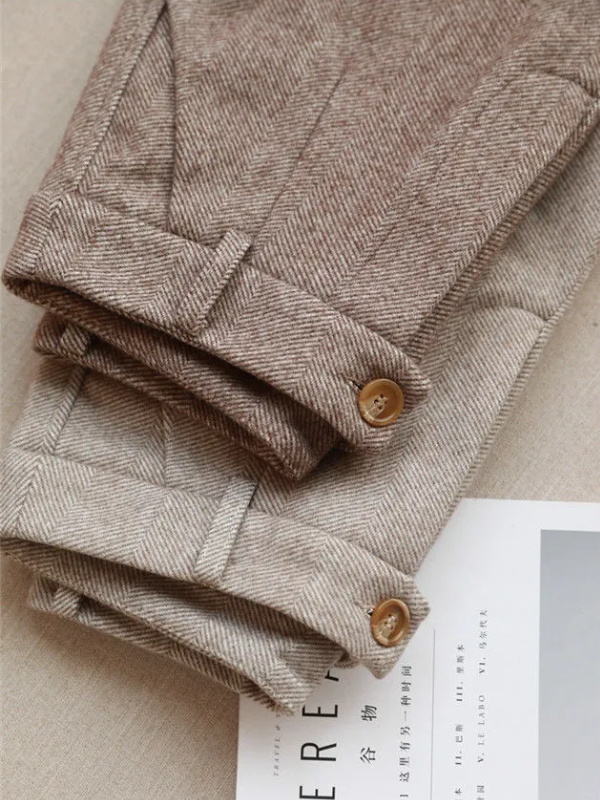 Pantalon Dames Hoge Taille Wol Winter Formeel Casual