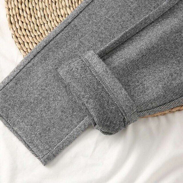 Pantalon Dames Hoge Taille Wol Winter Formeel Casual