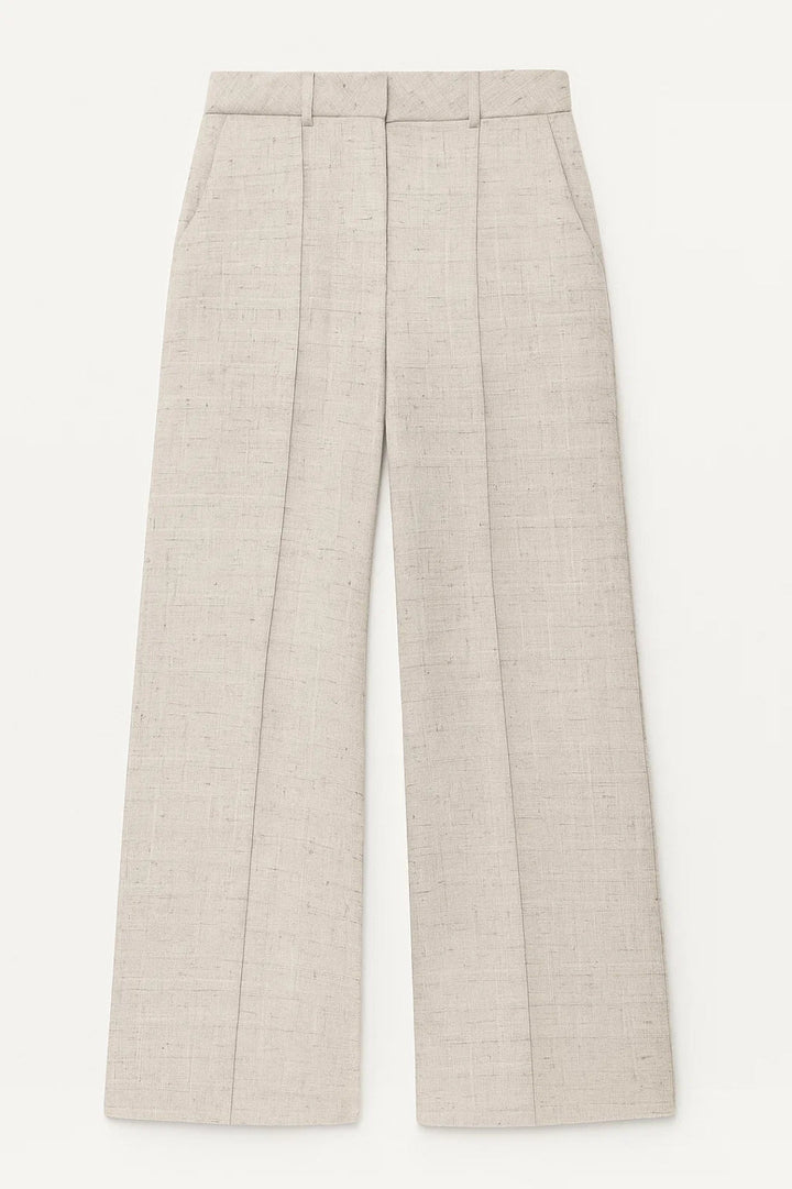 Pantalon Dames Wijde Pijp High Waist Persvouw Casual