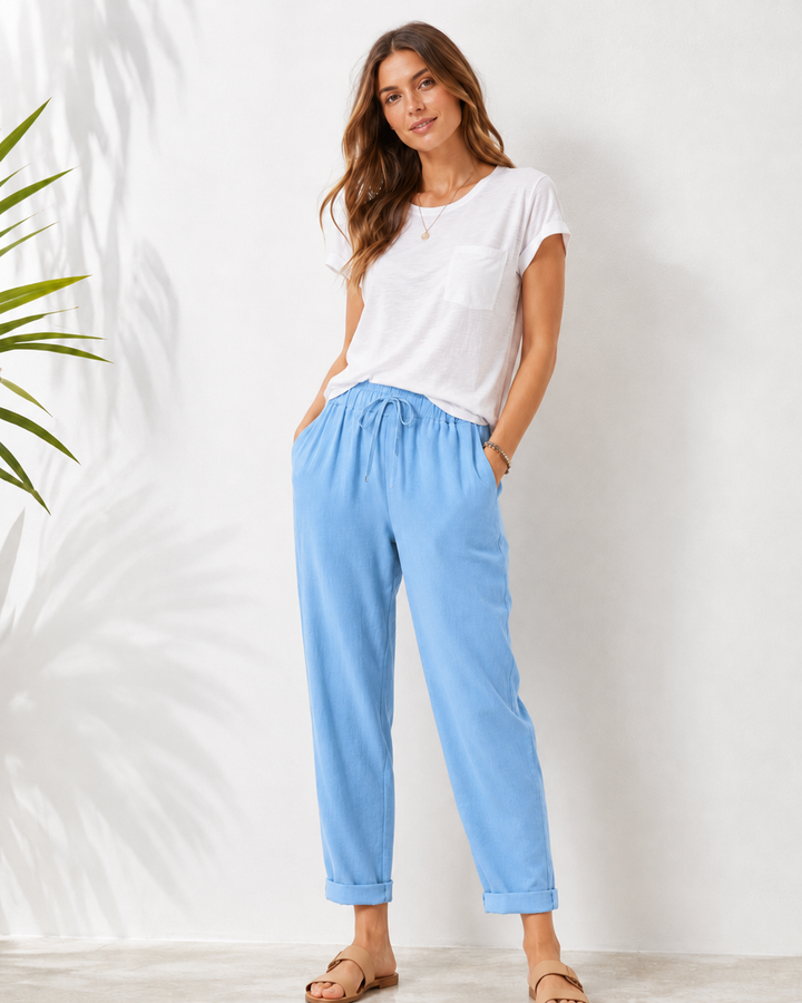 Luchtige Broek Met Elastische Taille En Taps Toelopende Pijpen