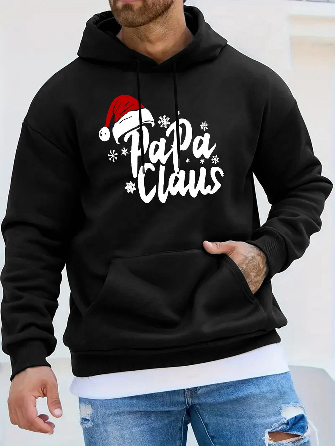 Papaclaus | Kerstman hoodie met zak en lange mouw