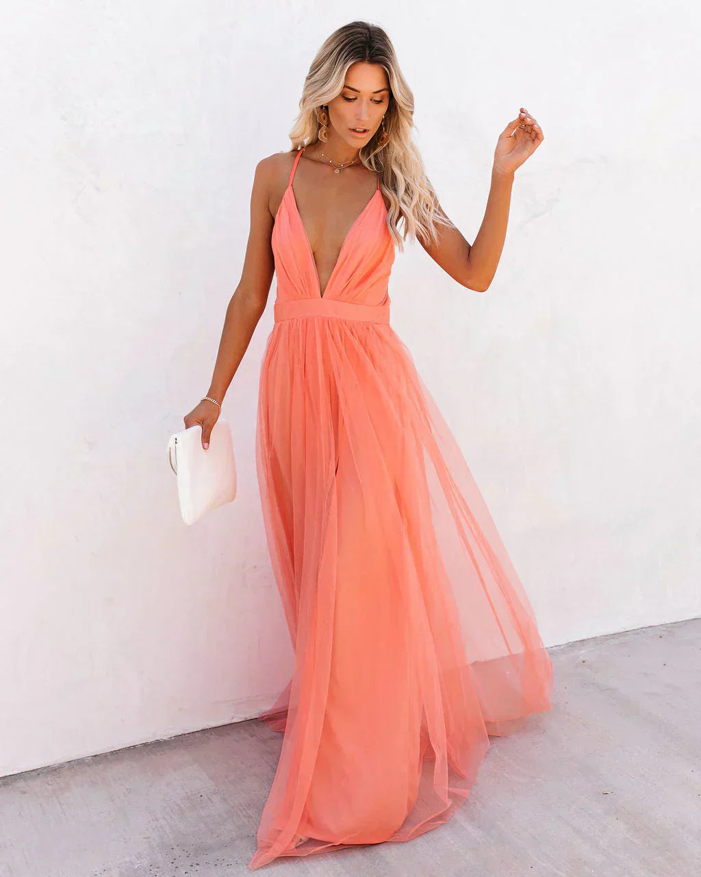 Inez - Elegante Dames Maxi Jurk Met Open Rug