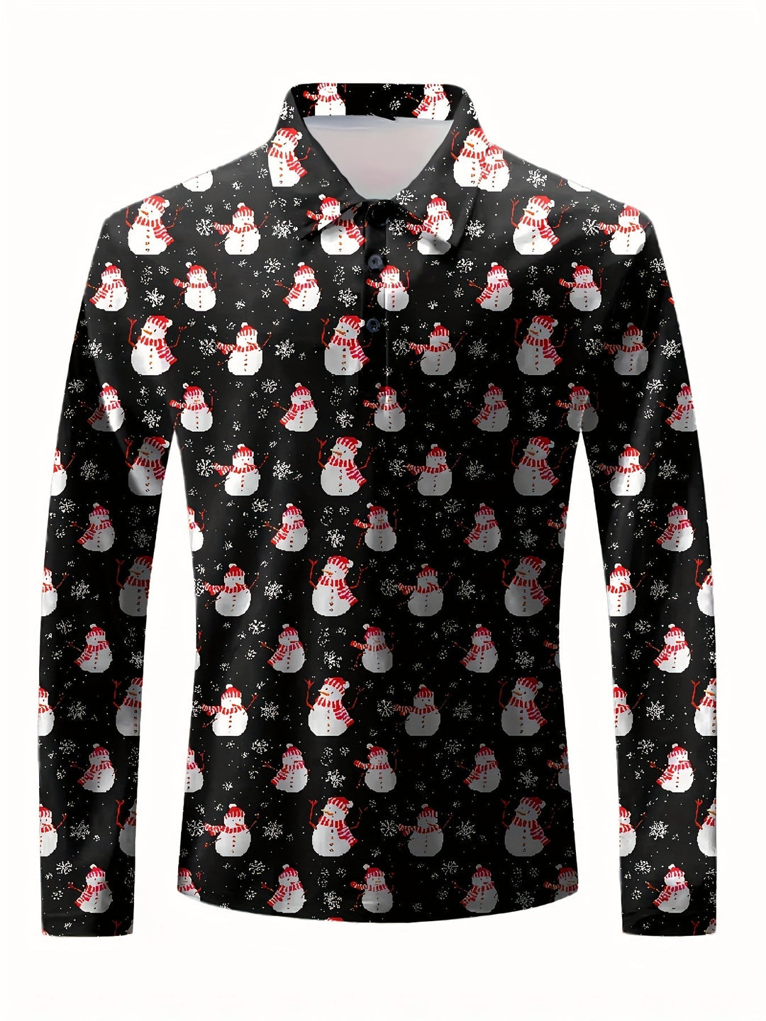 Pim | Casual overhemd met kerstmanprint en knoopsluiting