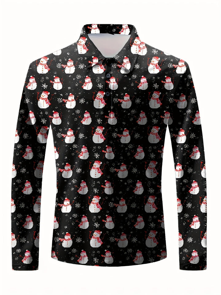 Pim | Casual overhemd met kerstmanprint en knoopsluiting