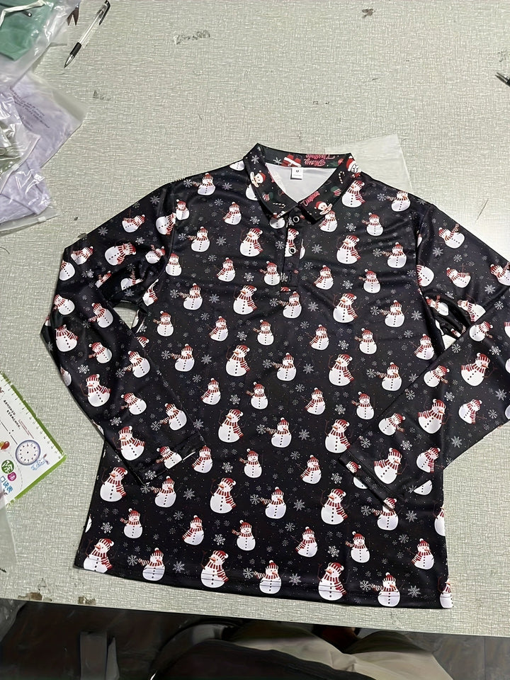 Pim | Casual overhemd met kerstmanprint en knoopsluiting