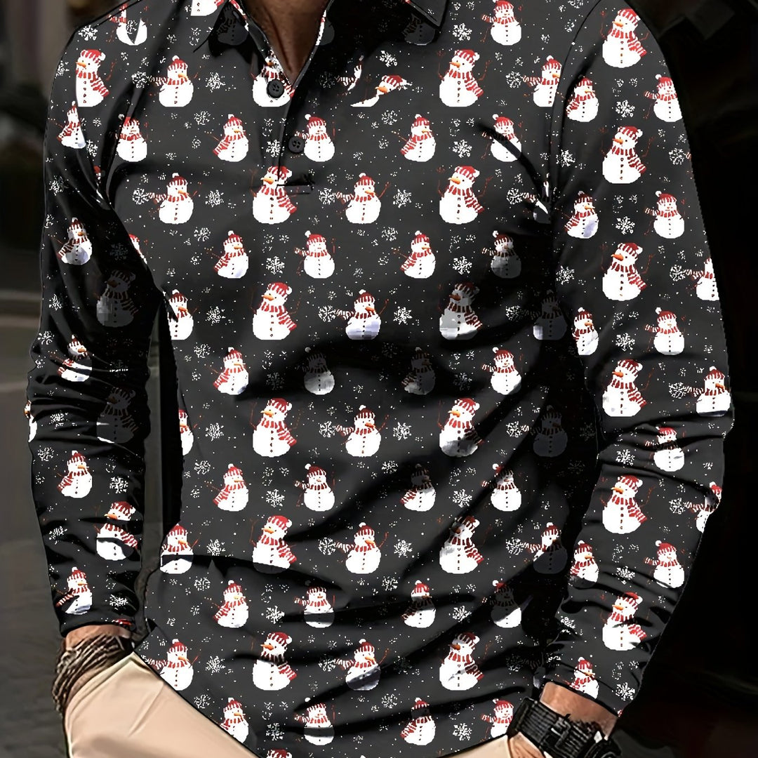 Pim | Casual overhemd met kerstmanprint en knoopsluiting