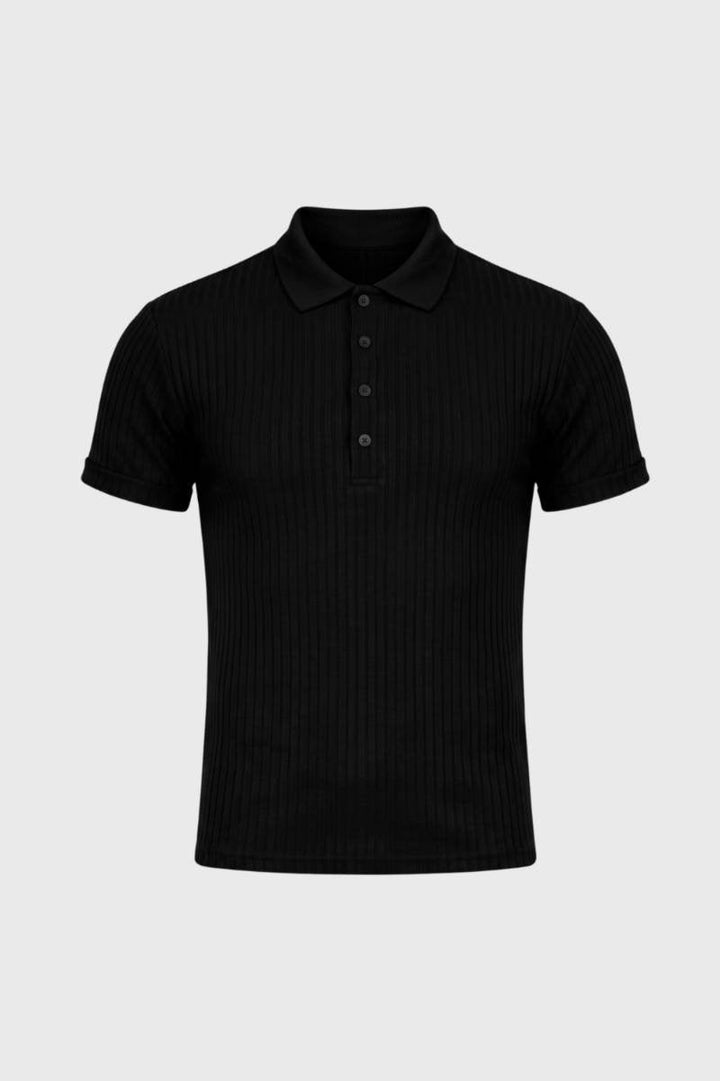 Polo Heren - Geribde Textuur | Knoopsluiting