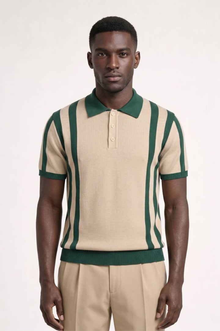 Polo Heren - Gestreept Design met Korte Mouwen | Retro