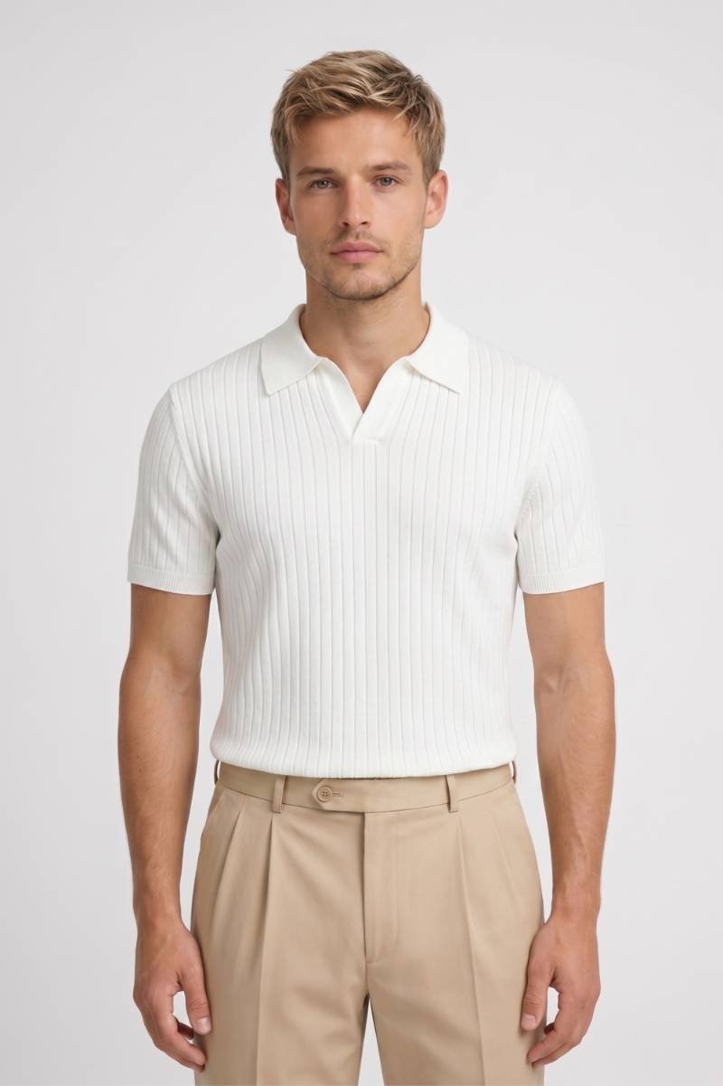Polo Shirt Heren - Geribde Knit met Korte Mouwen | Zakelijk