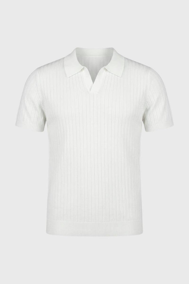 Polo Shirt Heren Regular Fit Geribde Knit Korte Mouwen