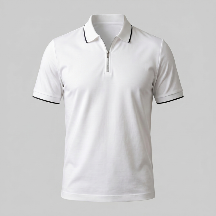 Poloshirt Heren Korte Mouwen Rits Casual