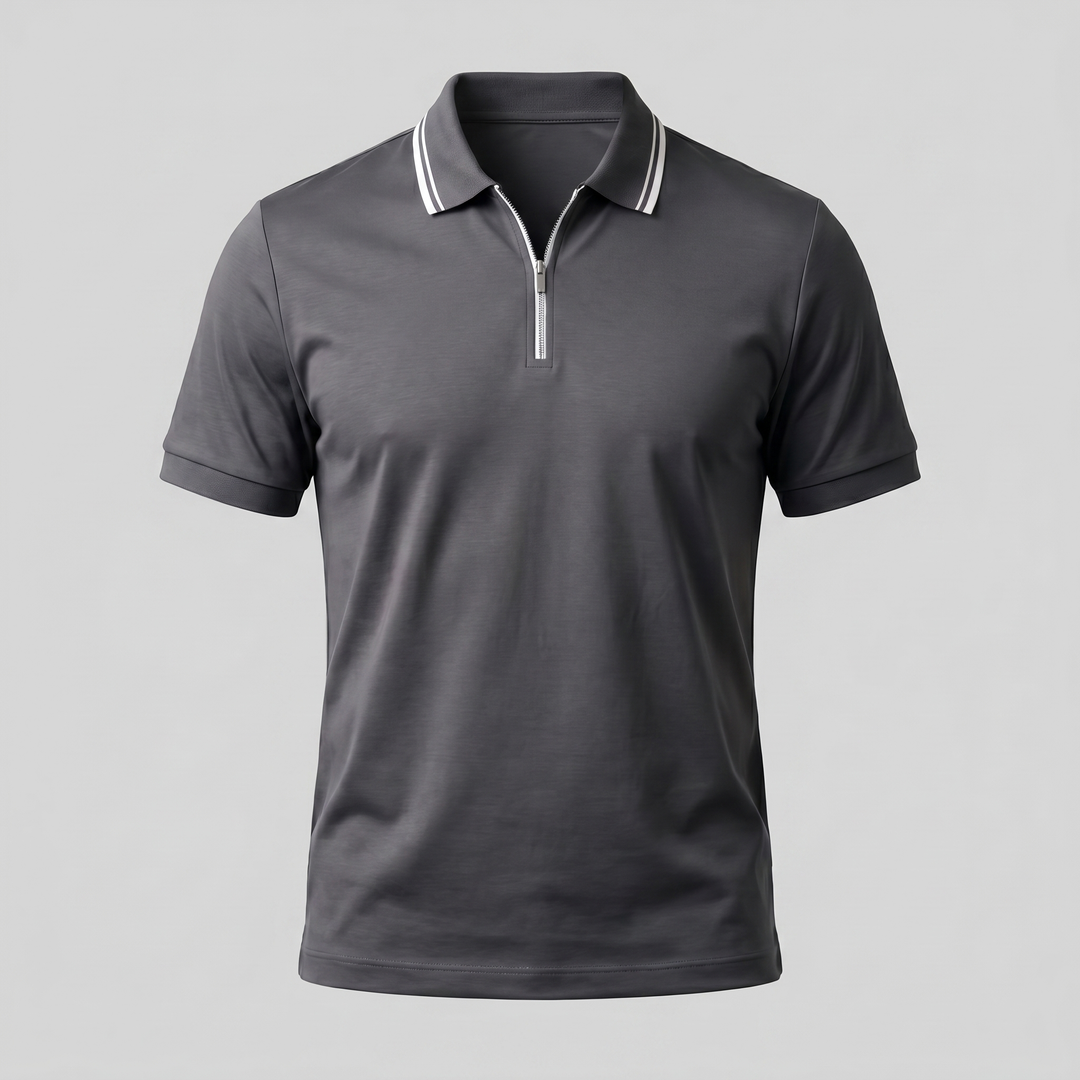 Poloshirt Heren Korte Mouwen Rits Casual
