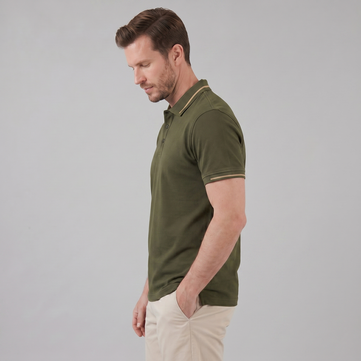 Poloshirt Heren Tailored Fit Contrast Kraag Casual