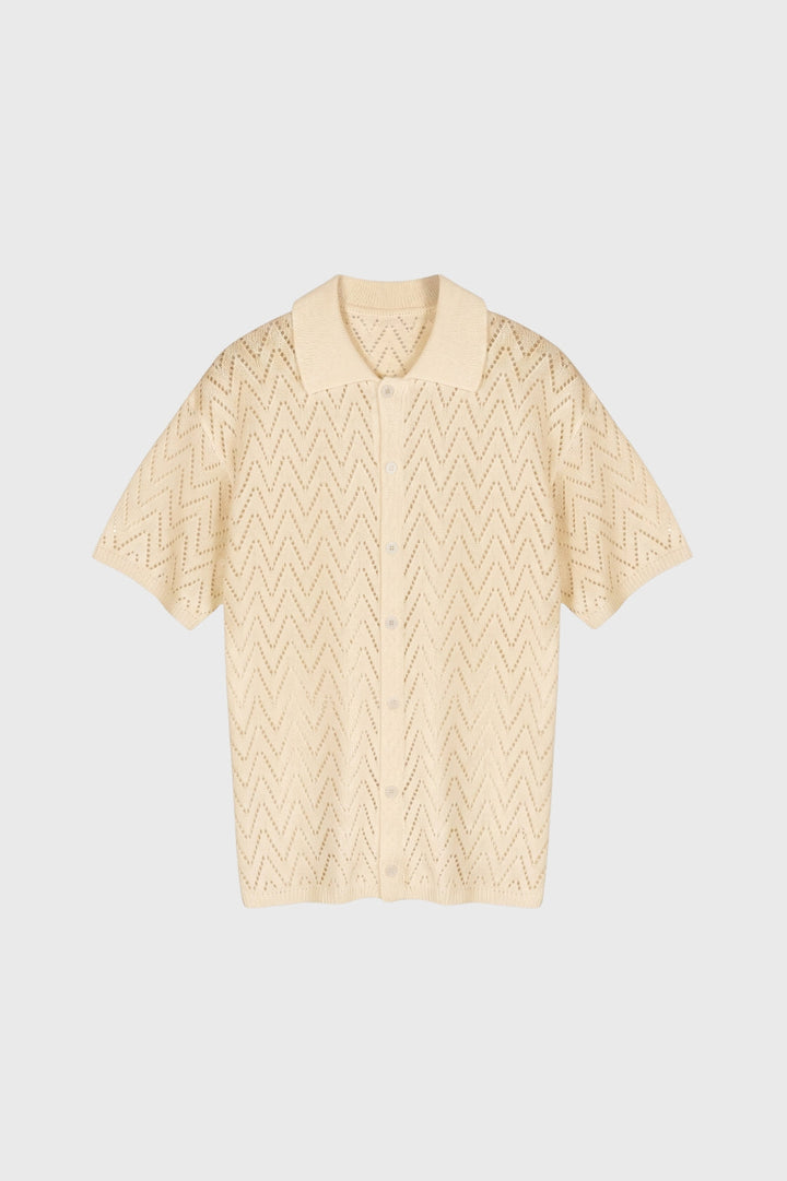 Polo Heren - Gestructureerde Zigzag Dessin | Knoopsluiting