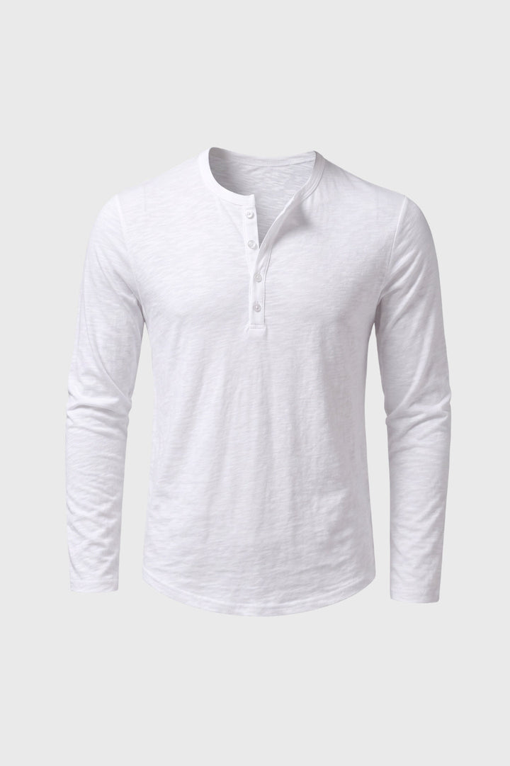 Henley Shirt Heren - Lange Mouw | Knoopsluiting