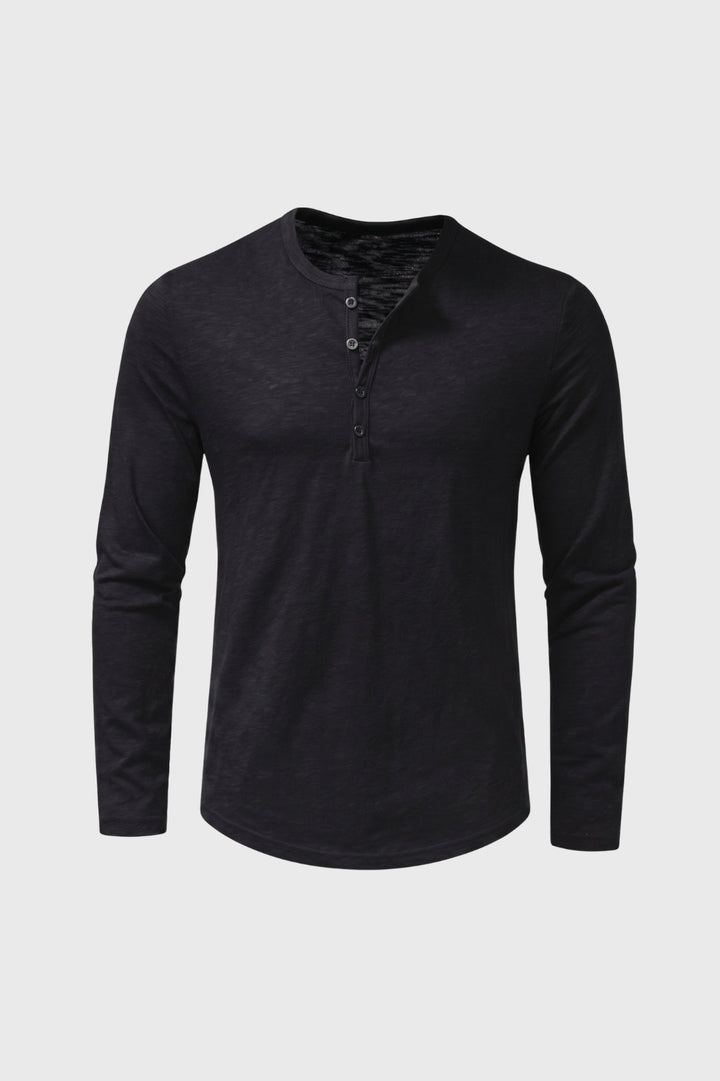 Henley Shirt Heren - Lange Mouw | Knoopsluiting