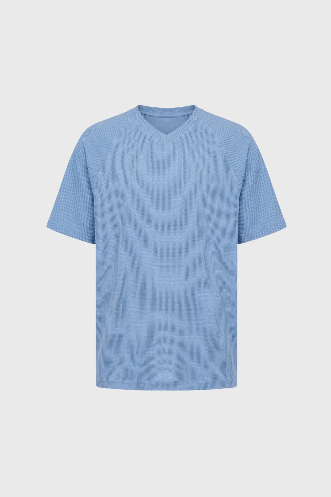 T-shirt Heren - V-hals Lichtblauw | Gestructureerd