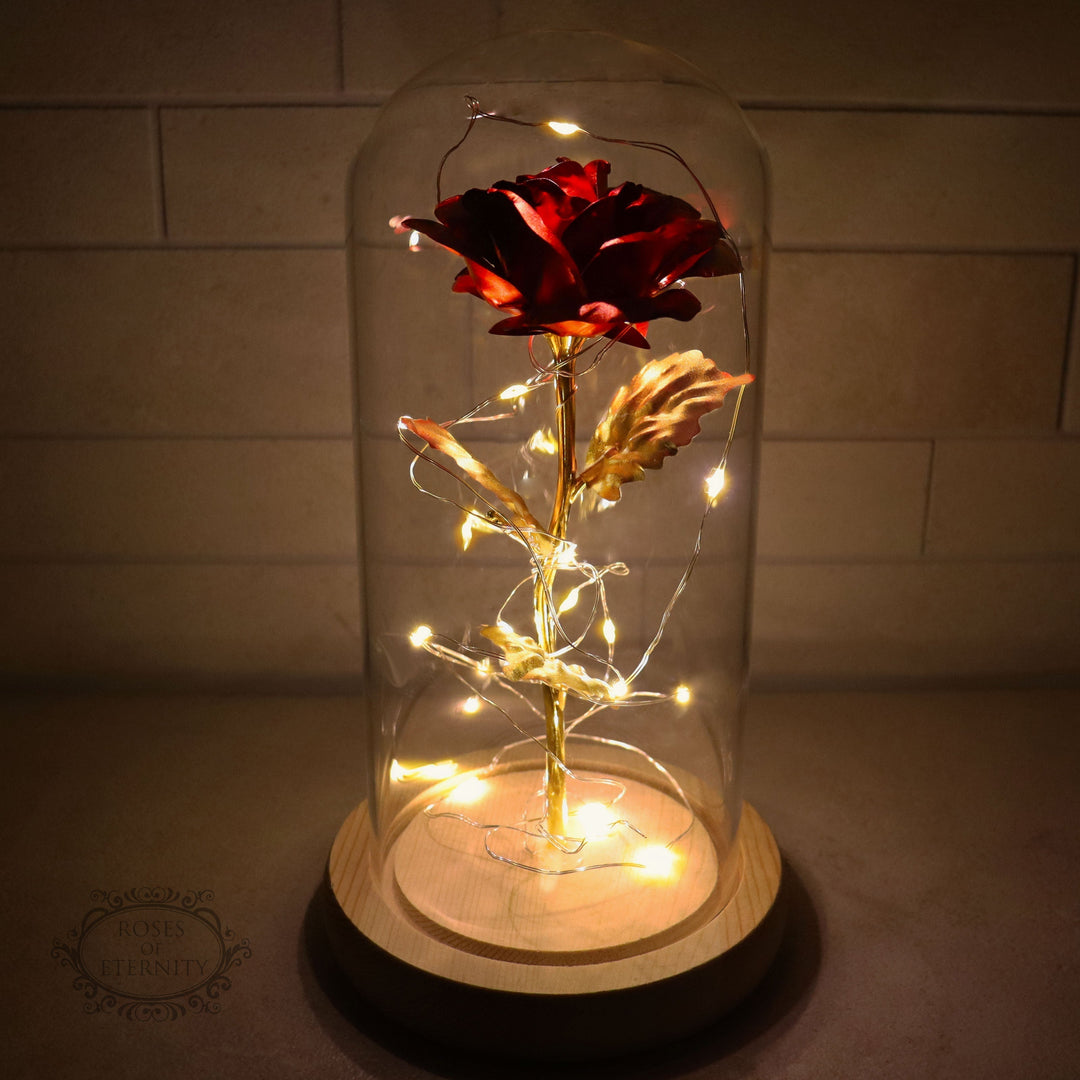 Roos | Gouden kleur roos in glas